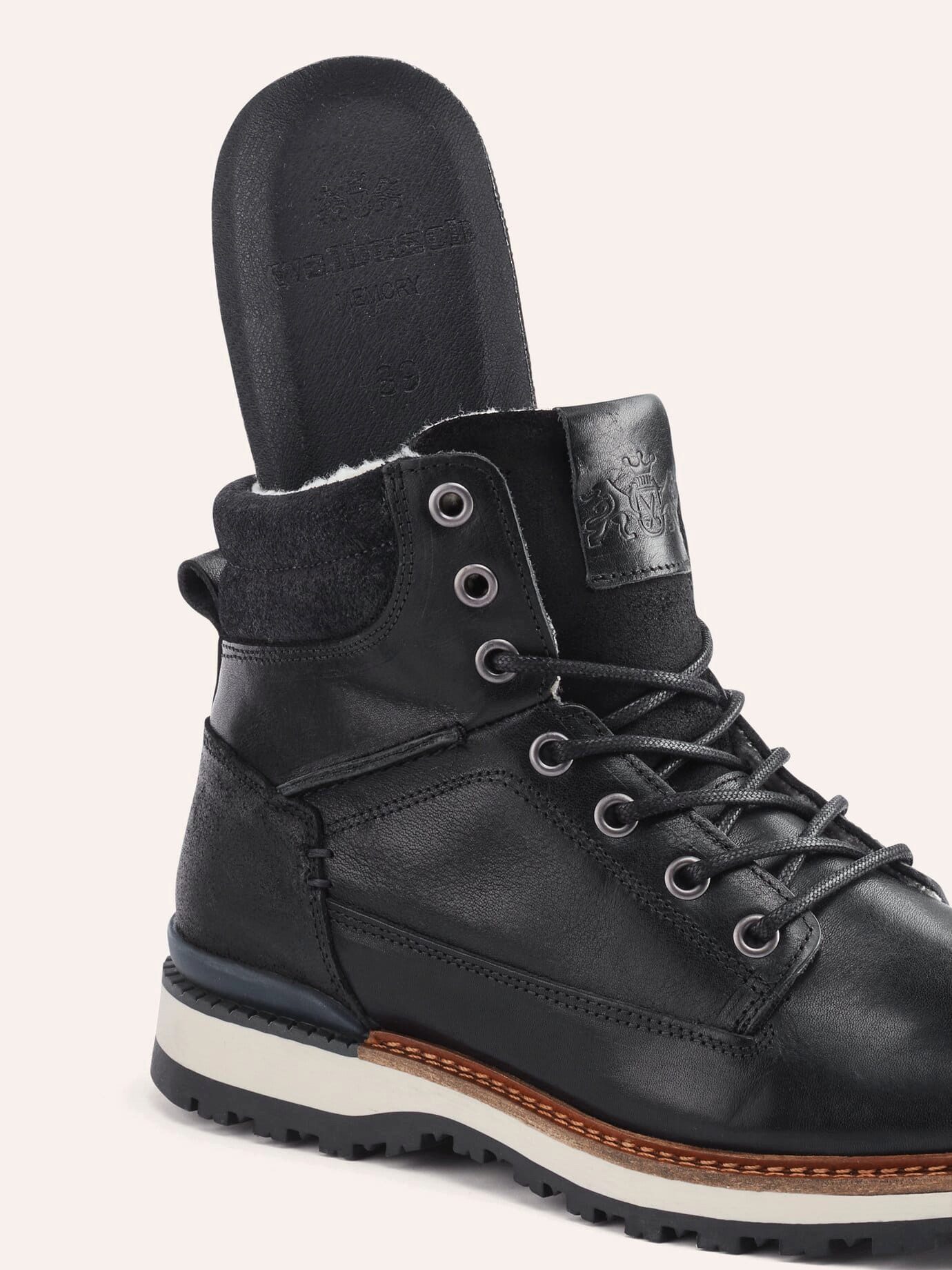 Walbusch Herren Thermo Stiefel Rindleder warm gefüttert Profilsohle Weite G Stiefel Seitlicher Reißverschluss, herausnehmbare Decksohle, rutschfest