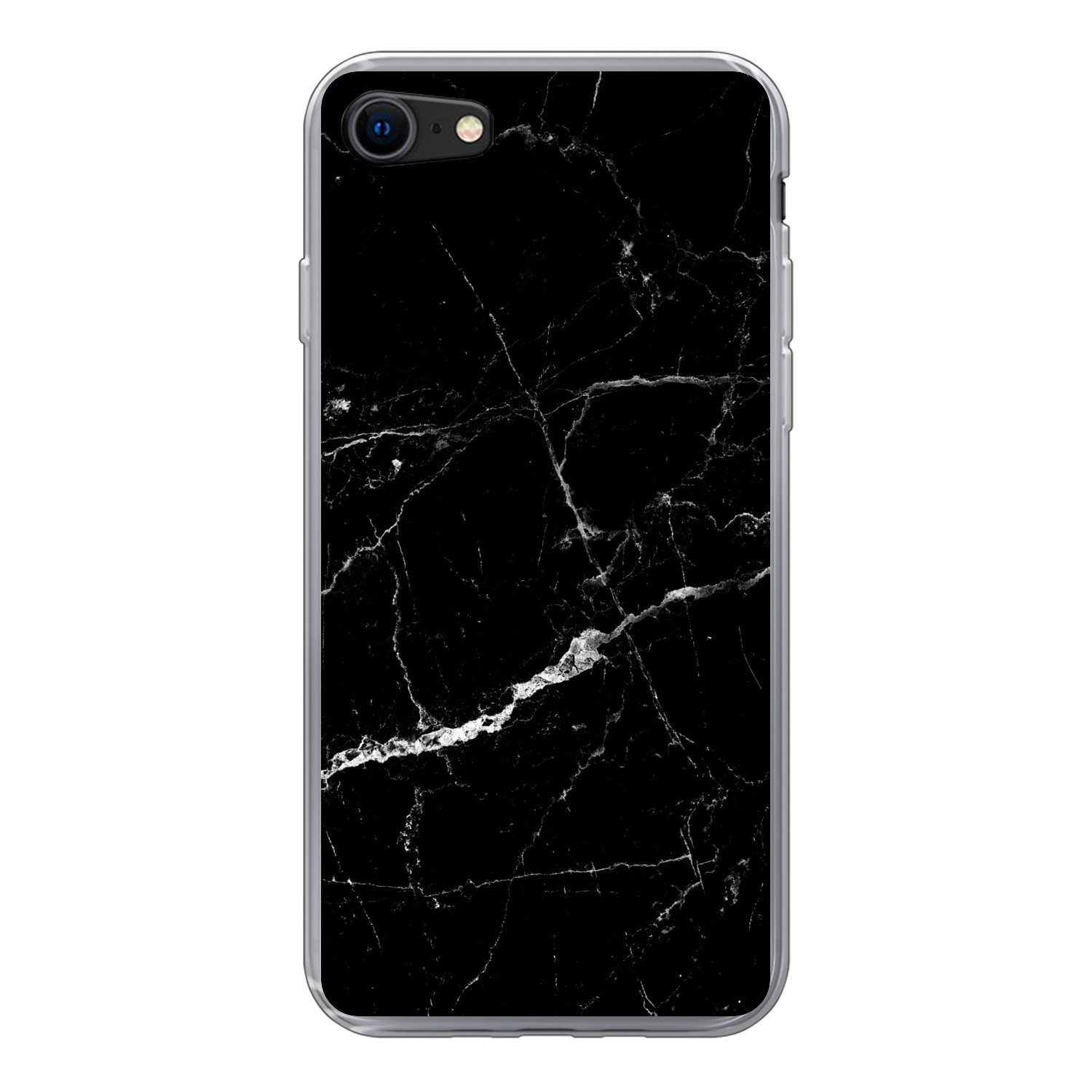 MuchoWow Handyhülle für Apple iPhone 7 Marmoroptik - Schwarz - Luxus, Smartphone-Bumper, Print, Handy Schutzhülle Dünn
