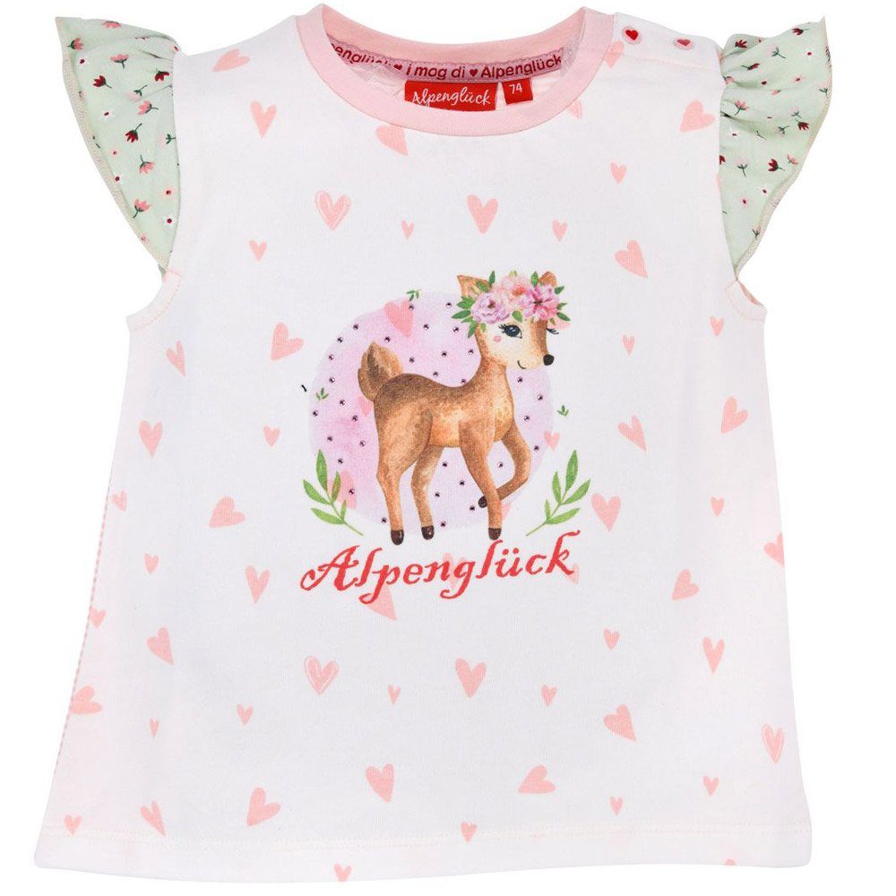T-Shirt Trachtenbluse Baby 86751, Mädchen BONDI Ro BONDI Weiß 'Bambi'