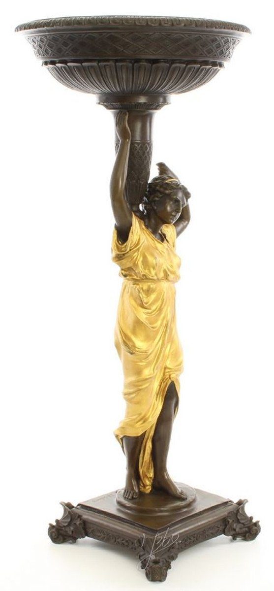 Casa Padrino Dekofigur Luxus x Blumentopfständer Gold Bronze / 33,2 Jugendstil 76,4 cm H. - x Bronzefigur 33,2