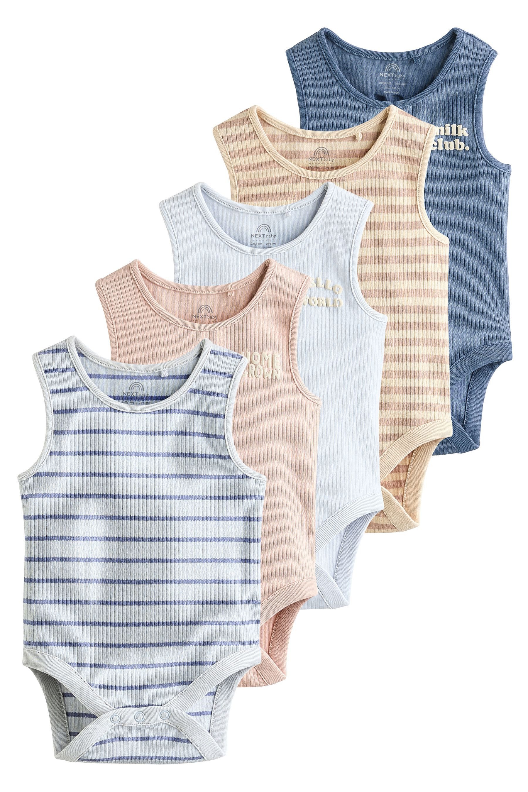 Next Body 5er-Pack Baby Träger-Bodysuits aus 100 % Baumwolle (5-tlg)