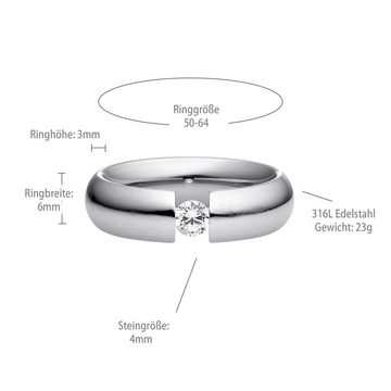 Heideman Fingerring Intensio Poliert (Ring, 1-tlg., inkl. Geschenkverpackung), Ring mit Stein als Spannring gearbeitet