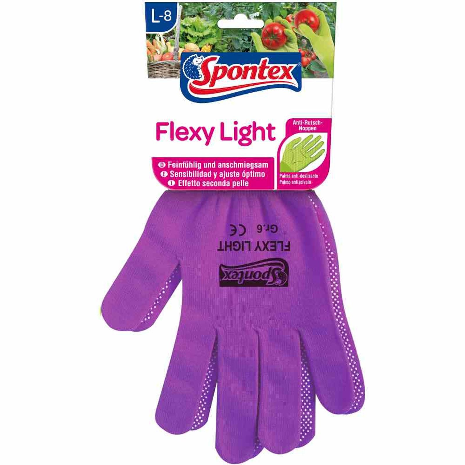 SPONTEX Gartenhandschuhe 1x Flexy Light Gartenhandschuh Gr. 8 Damen
