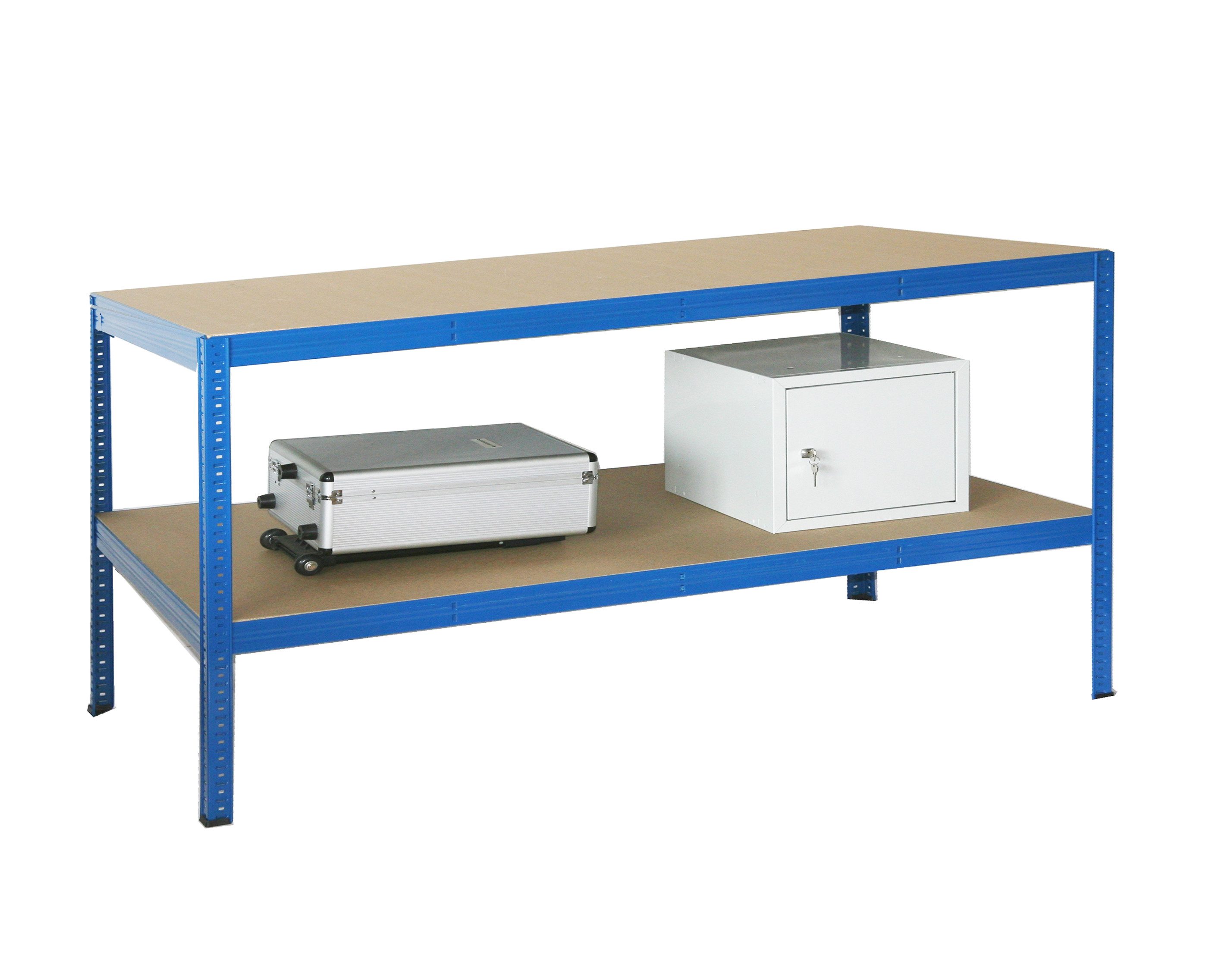 Szagato Werkbank Werkbank Verpackungstisch Packtisch Packstation 350kg Prof2 Böden blau, (1-tlg)