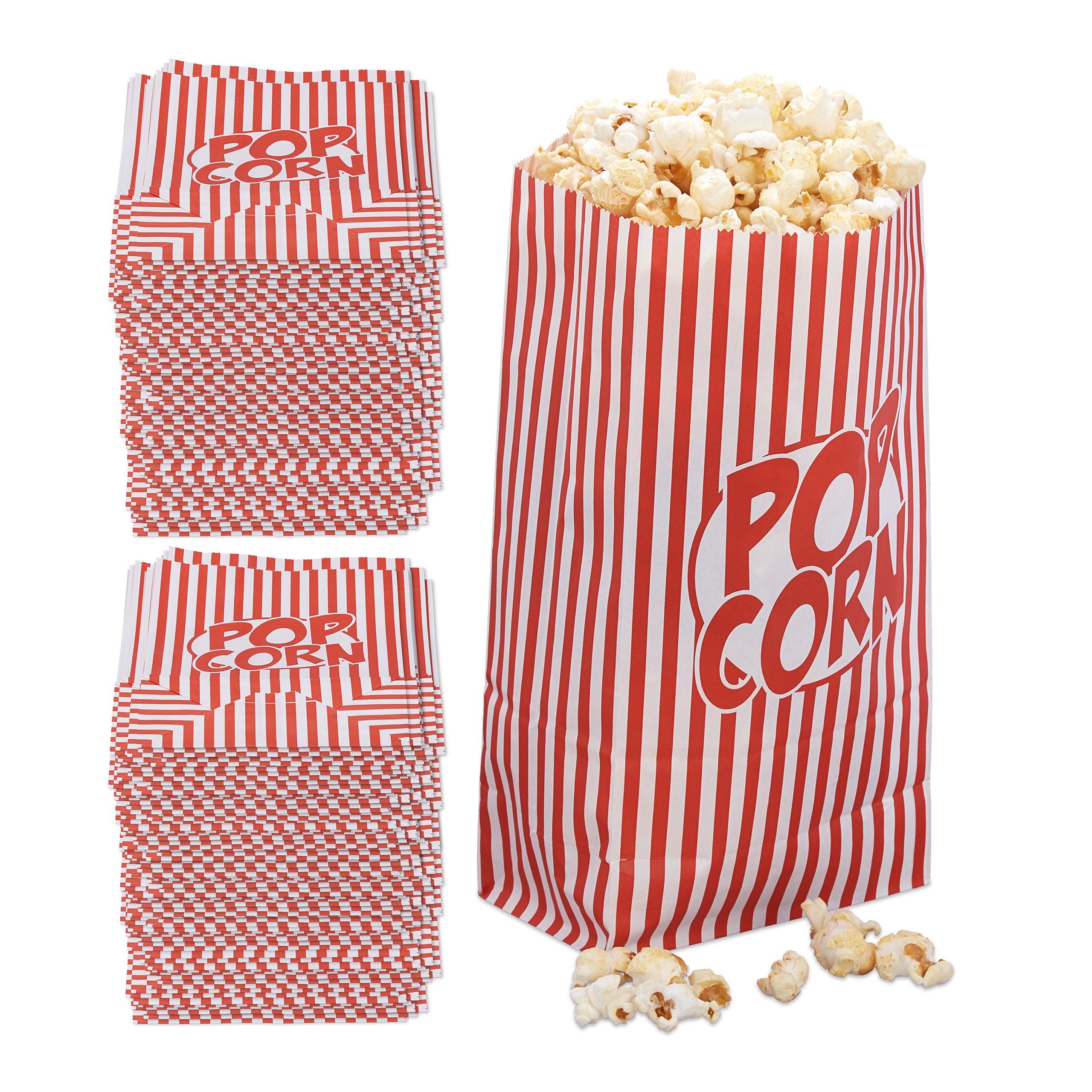 relaxdays Snackschale 288 x rot-weiß, Popcorntüten Papier
