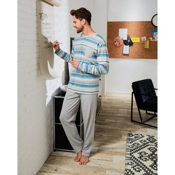 REDBEST Pyjama Herren-Schlafanzug Single-Jersey Streifen