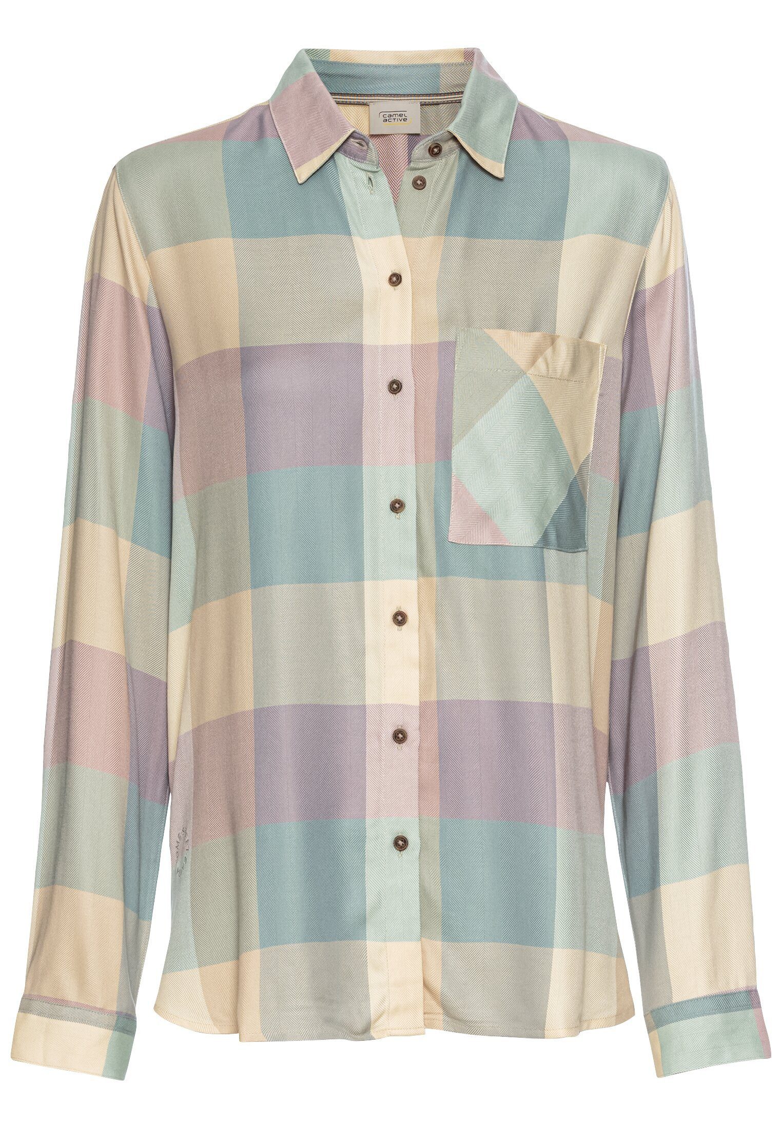 camel active Langarmbluse Karierte Bluse aus Viskose günstig online kaufen