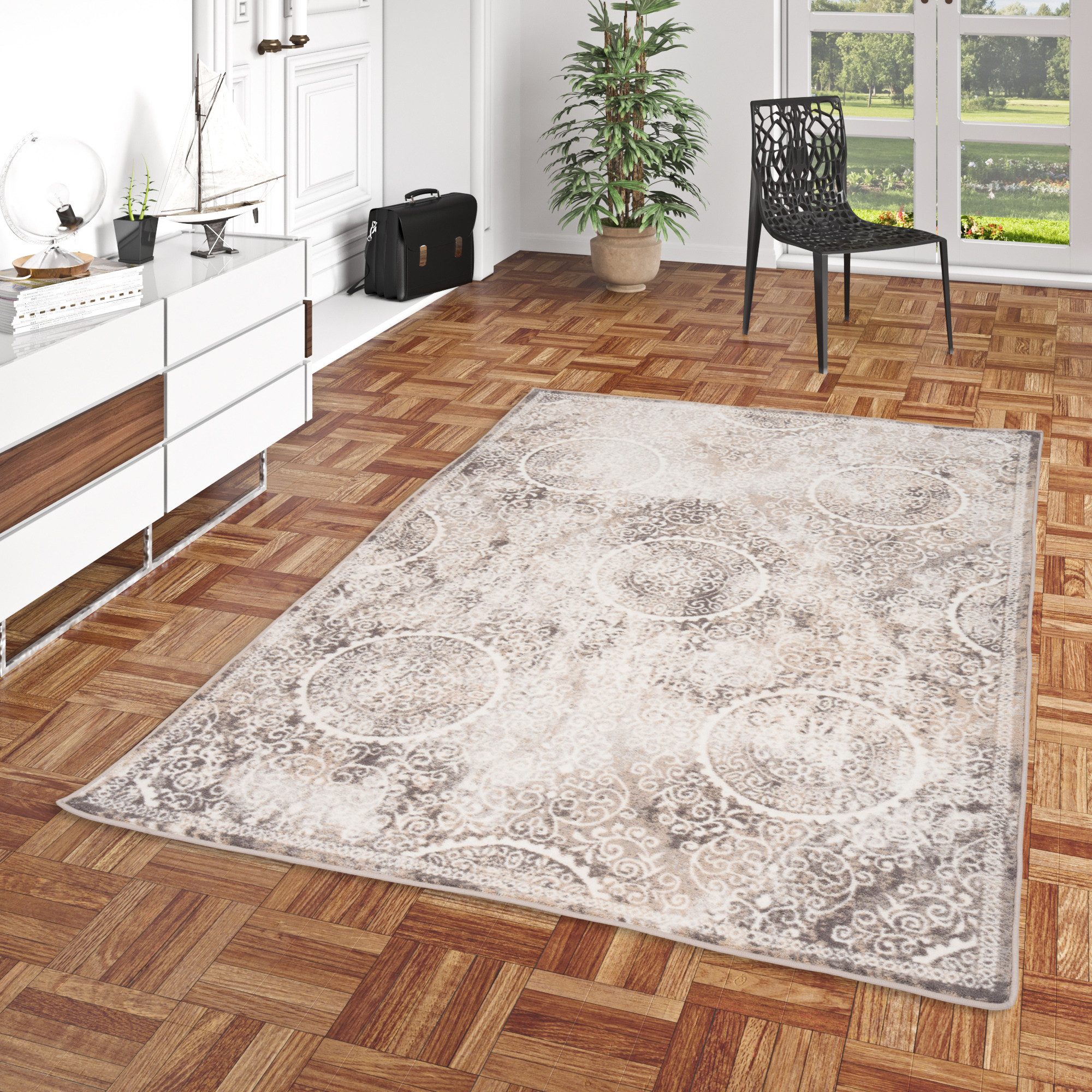 Pergamon Designteppich Designer Teppich Tawira Vintage Klassik Barock, Rechteckig, Höhe: 12 mm