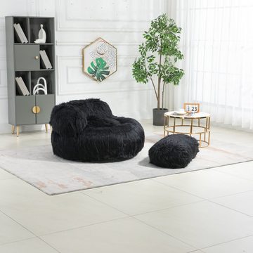 OKWISH Sitzsack Kunstpelz Sitzsack Lazy Schlafsofa (Stuhl mit Ottoman für Erwachsene Kinder, für Wohnzimmer,Wohnung,Schlafzimmer,Home Office)