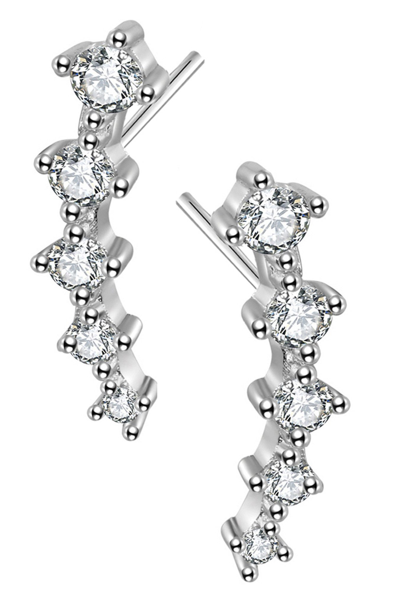 Limana Paar Серьги-гвоздики Damen Серьги 925 Silber kleine rosa schwarze klare Steine, Damenschmuck Damenohrringe für jeden Tag