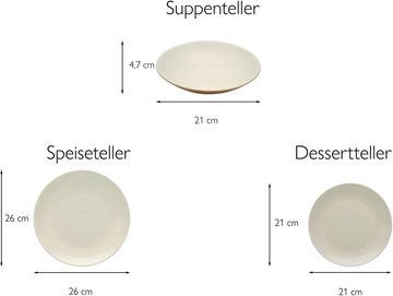 CreaTable Teller-Set Geschirr-Set Sand Dunes (12-tlg), 4 Personen, Steinzeug, Service, handwerklicher Töpfercharakter, 12 Teile, für 4 Personen