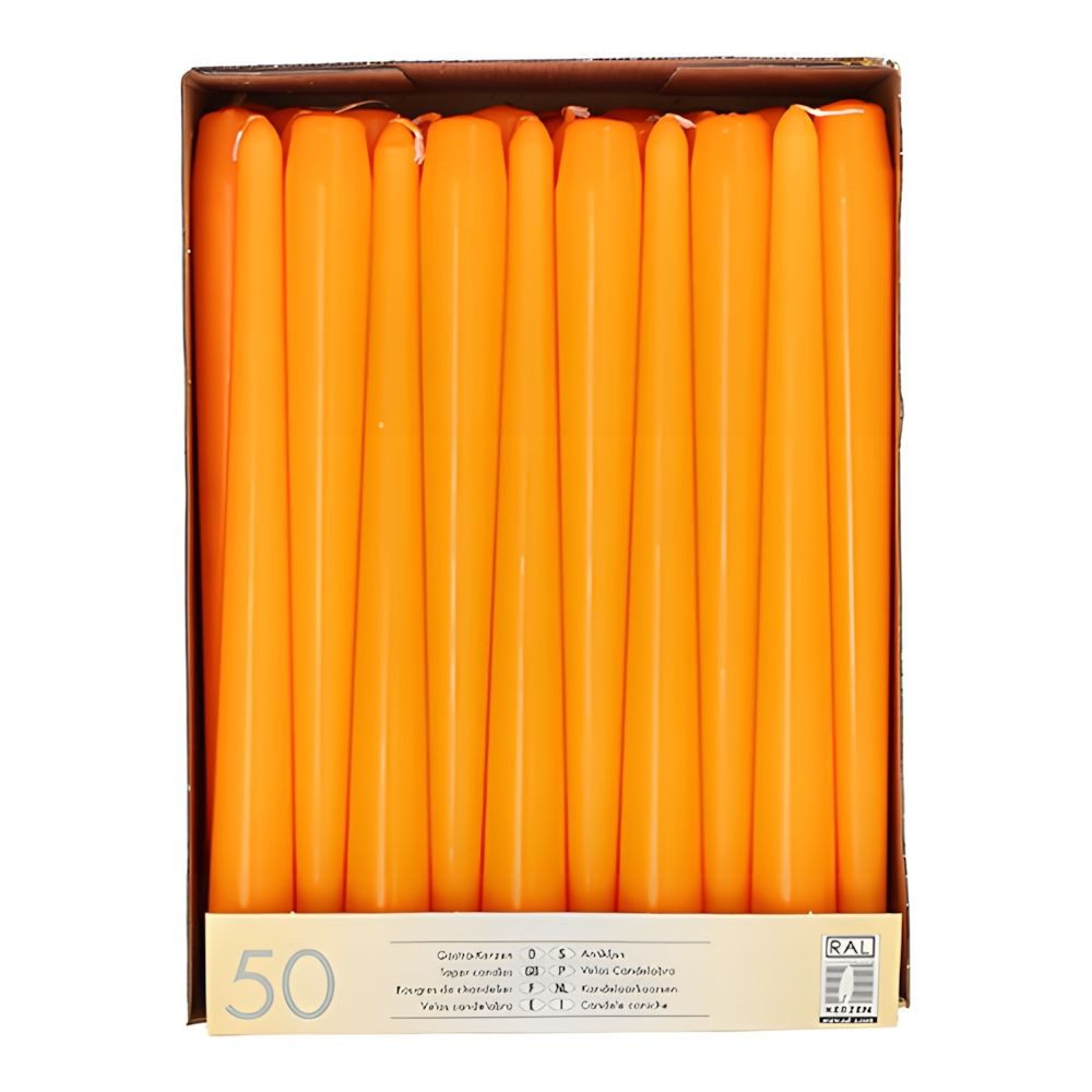 PAPSTAR Spitzkerze Leuchterkerzen Ø 2,2 cm, 25 cm orange 100 Stk