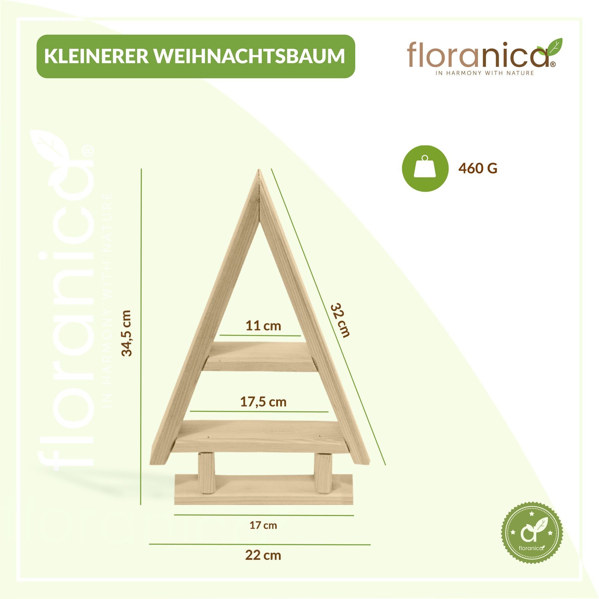 Floranica Hängedekoration Kiefernholz (2 Weihnachtsbaum - St), Naturfarbe Weihnachtsdeko - 2er-Set