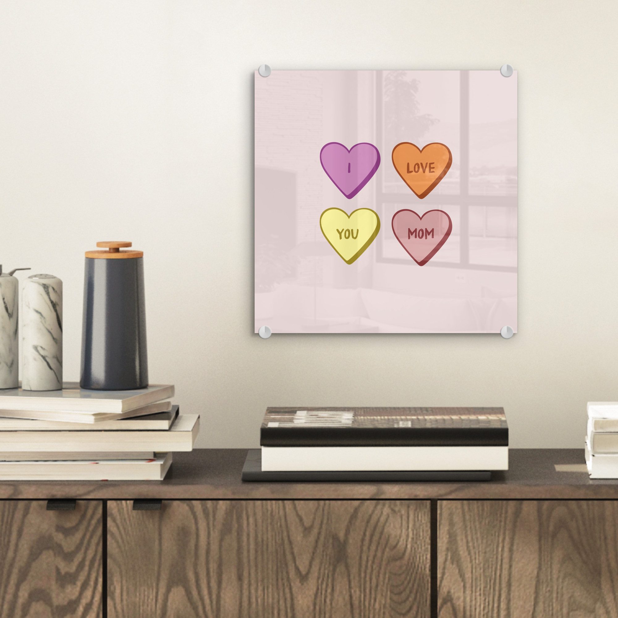 MuchoWow Acrylglasbild Herzen - Pastell - günstig online kaufen