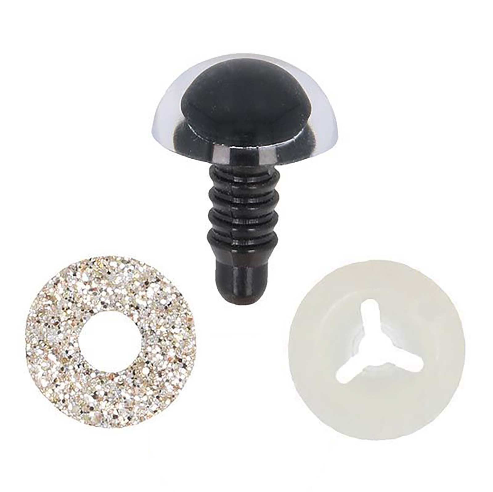 maDDma Puppen Accessoires-Set AA Glitzeraugen 1 Paar 12mm hohe Kuppel, silber – Bild 2 von 4