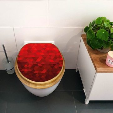 banjado WC-Sitz Bambus2 Motiv Dreiecke Rot (umweltfreundliches Material, integrierte Absenkautomatik), 44 x 38 x 5 cm