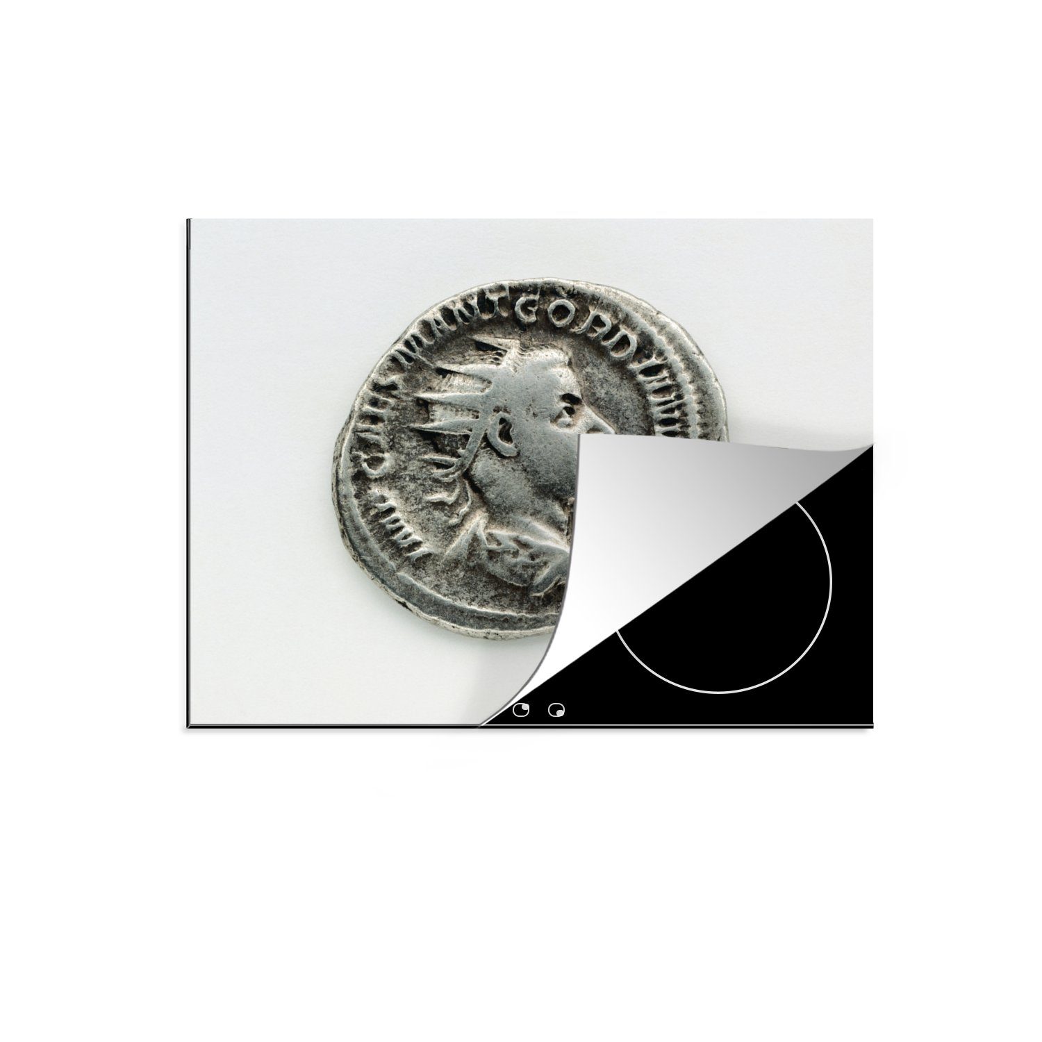 Besserung MuchoWow Herdblende-/Abdeckplatte (1 70x52 - Arbeitsfläche tlg), Reich Vinyl, cm, Mobile Mensch, - Römisches Ceranfeldabdeckung nutzbar, Münze