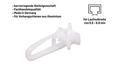 Gardinengleiter X-Gleiter, Deco-Raum, mit Faltenlegehaken für Gardinenschienen, (50-St), für 6mm Innenlaufschienen Laufschienen Schlaufengleiter