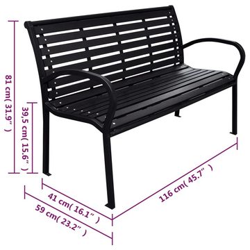 vidaXL Gartenbank Gartenbank Schwarz 116 cm Stahl und WPC (1-St)