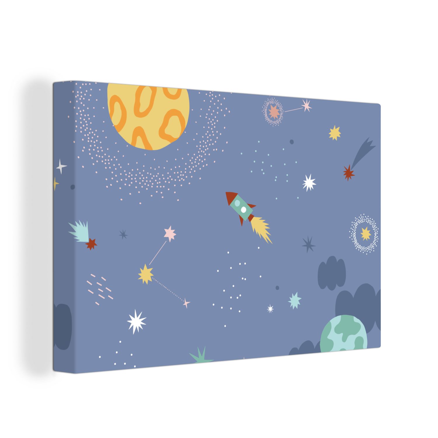 Weltraum Sterne, - Aufhängefertig, 60x40 cm Leinwandbilder, OneMillionCanvasses® (1 Leinwandbild Kinderzimmer Wanddeko, bunt - St), Wandbild