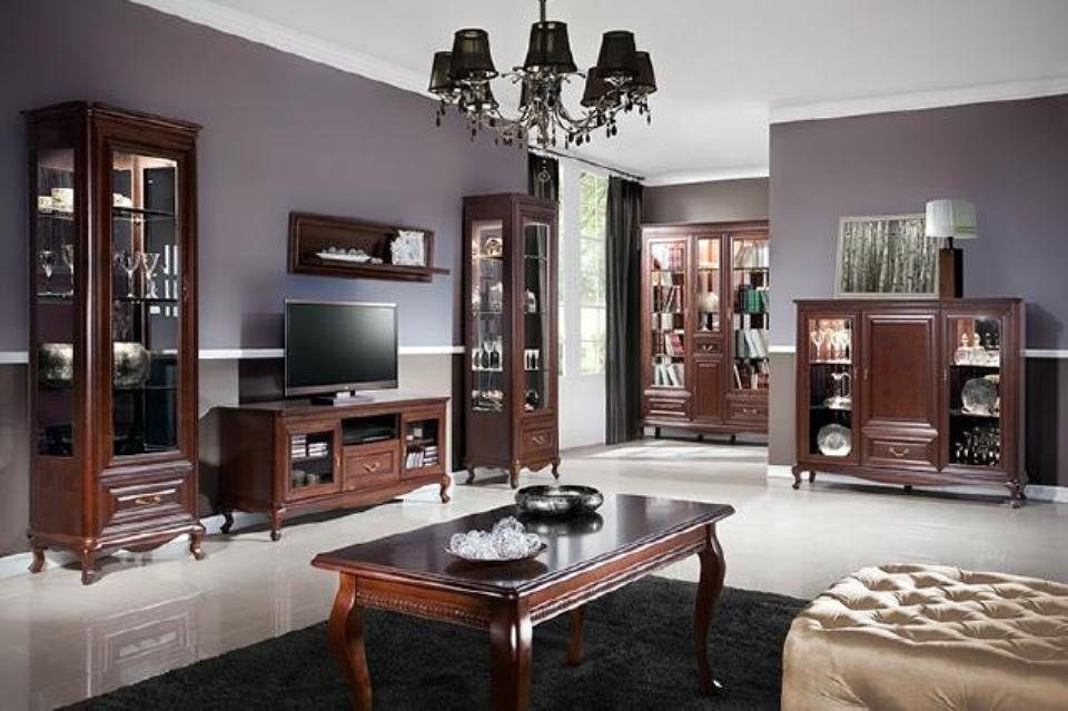 JVmoebel Wohnzimmer-Set, Klassisches Wohnzimmer Edle Designer Möbel Vitrine RTV Tisch Kommode Italy Stil