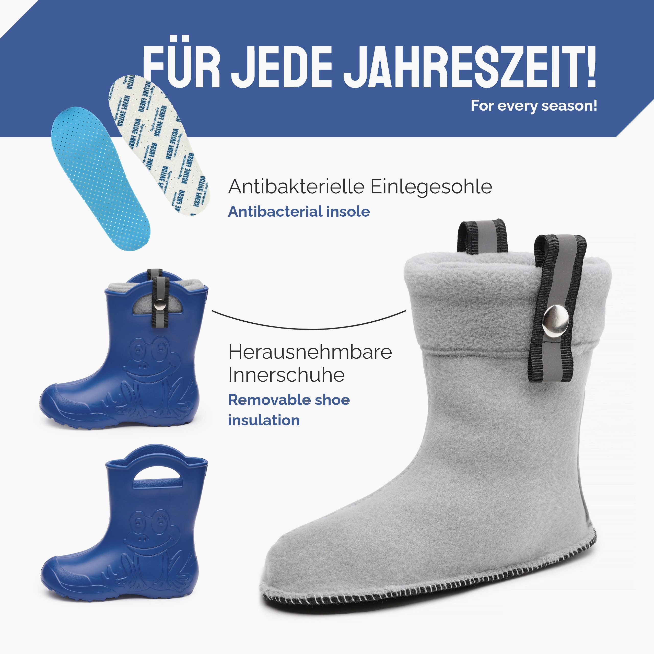 Ladeheid Kinder Federleichte Gummistiefel Thermo mit Fütterung LA-CA-Frog245 Gummistiefel
