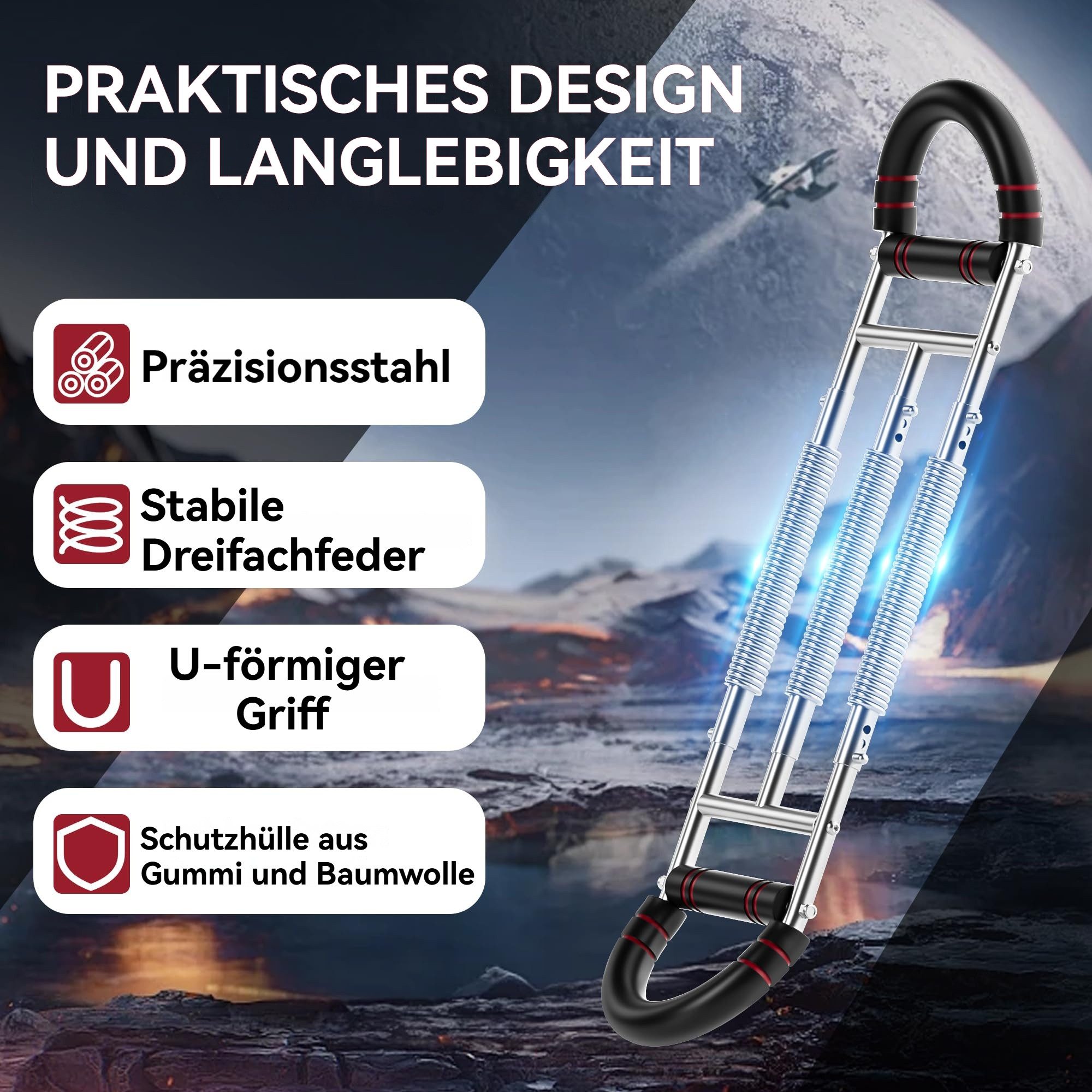 BlingBin Multitrainer Twister Armtrainer, 30–75 kg Verstellbares Brustmuskel Trainingsgeräte, (U-förmiger Verstellbares Brust, Arm & Oberschenkel Trainingsgerät, 1-St., Expander fitness Bizeps trainingsgerät Rutschfester Schaumstoffgriff), Abnehmbarer 2 Federn, Krafttraining Unterarmtrainer Sportgeräte