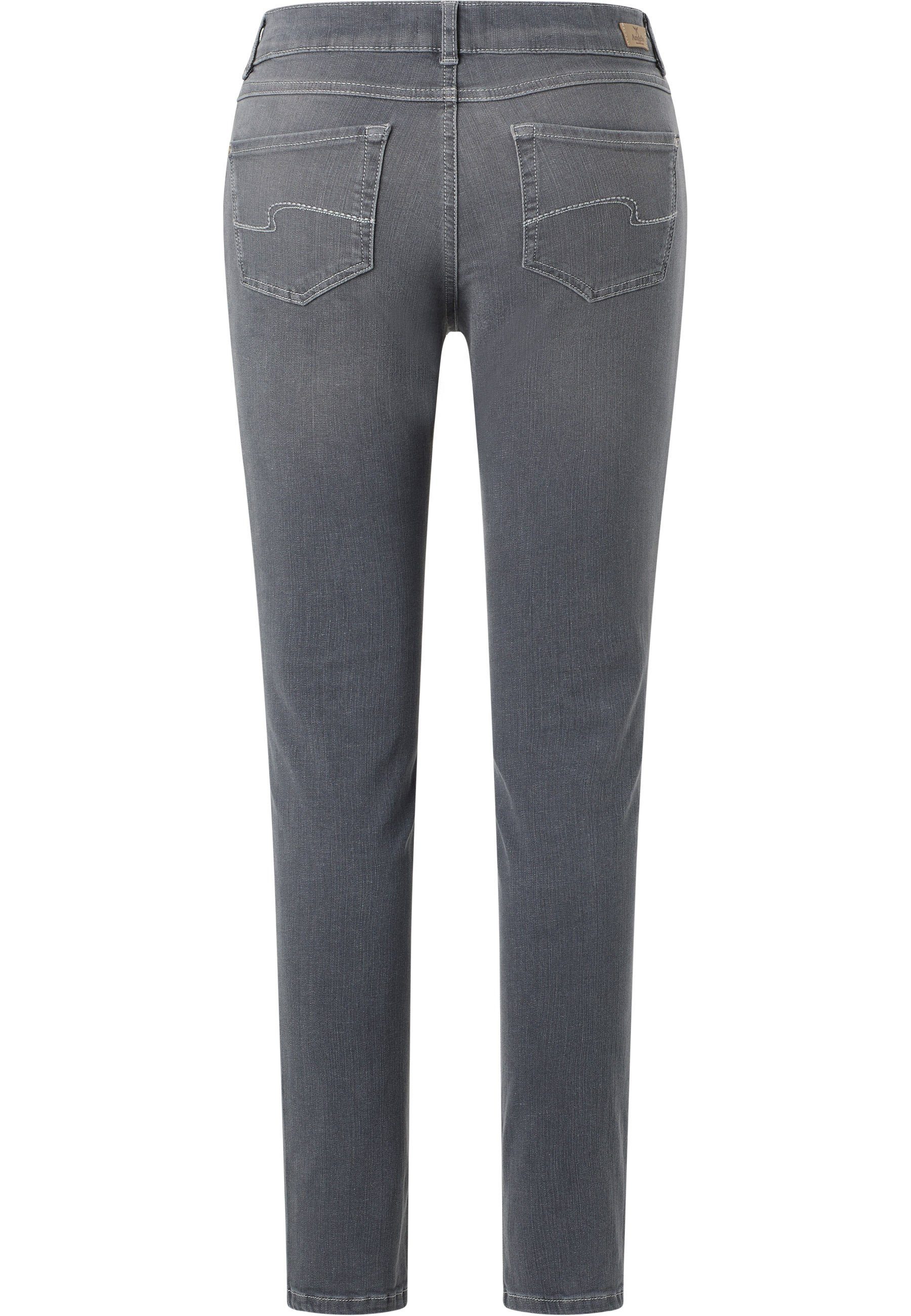 ANGELS Slim-fit-Jeans Jeans Skinny mit authentischem grau Denim mit Label-Applikationen