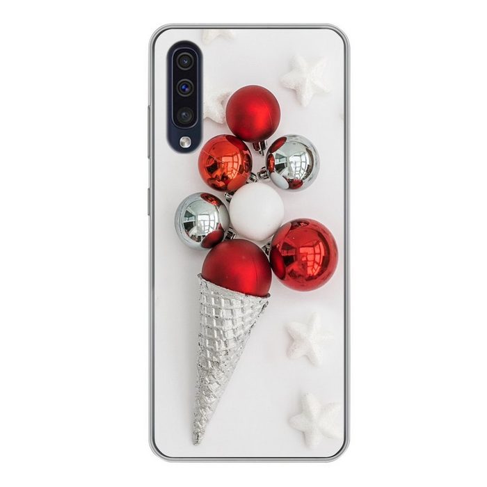MuchoWow Handyhülle Die Weihnachtsbaumkugeln in Form von Eiscreme Handyhülle Samsung Galaxy A50 Smartphone-Bumper Print Handy