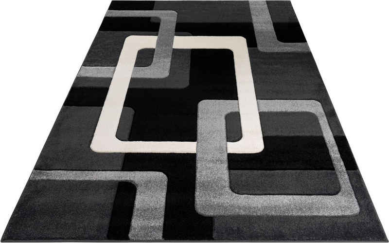 Teppich Maxim, my home, rechteckig, Höhe: 13 mm, Hoch-Tief-Effekt, Kurzflor, 3D-Design