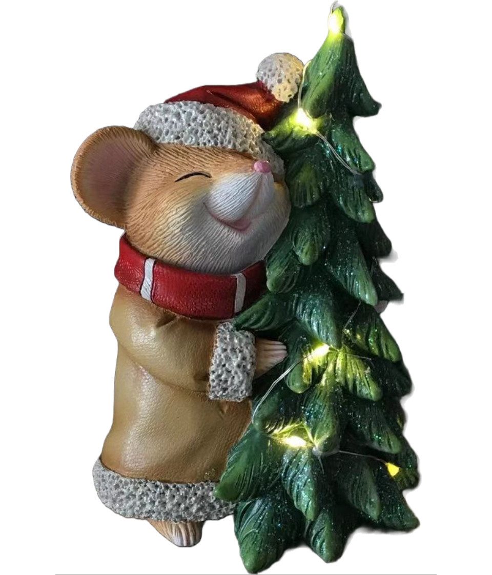 Weihnachtsfigur Figur Lebkuchenmaus mit Tanne 17 x 8,5 x 11 cm