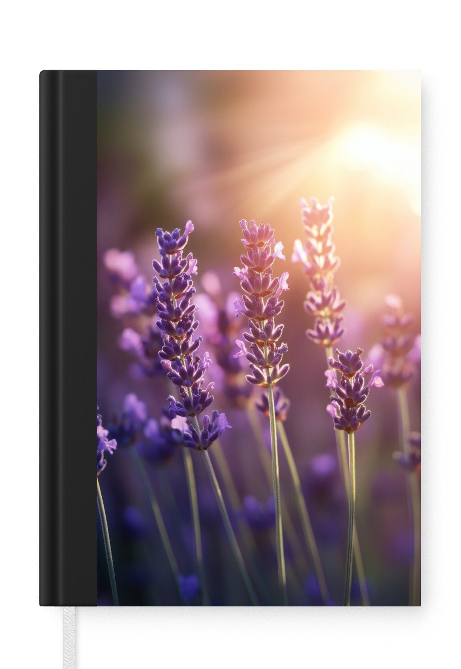 MuchoWow Notizbuch Lavendelblüten - Lila - Sonnenlicht, Notebook, Notizblock a5, Tagebuch, Journal Liniert