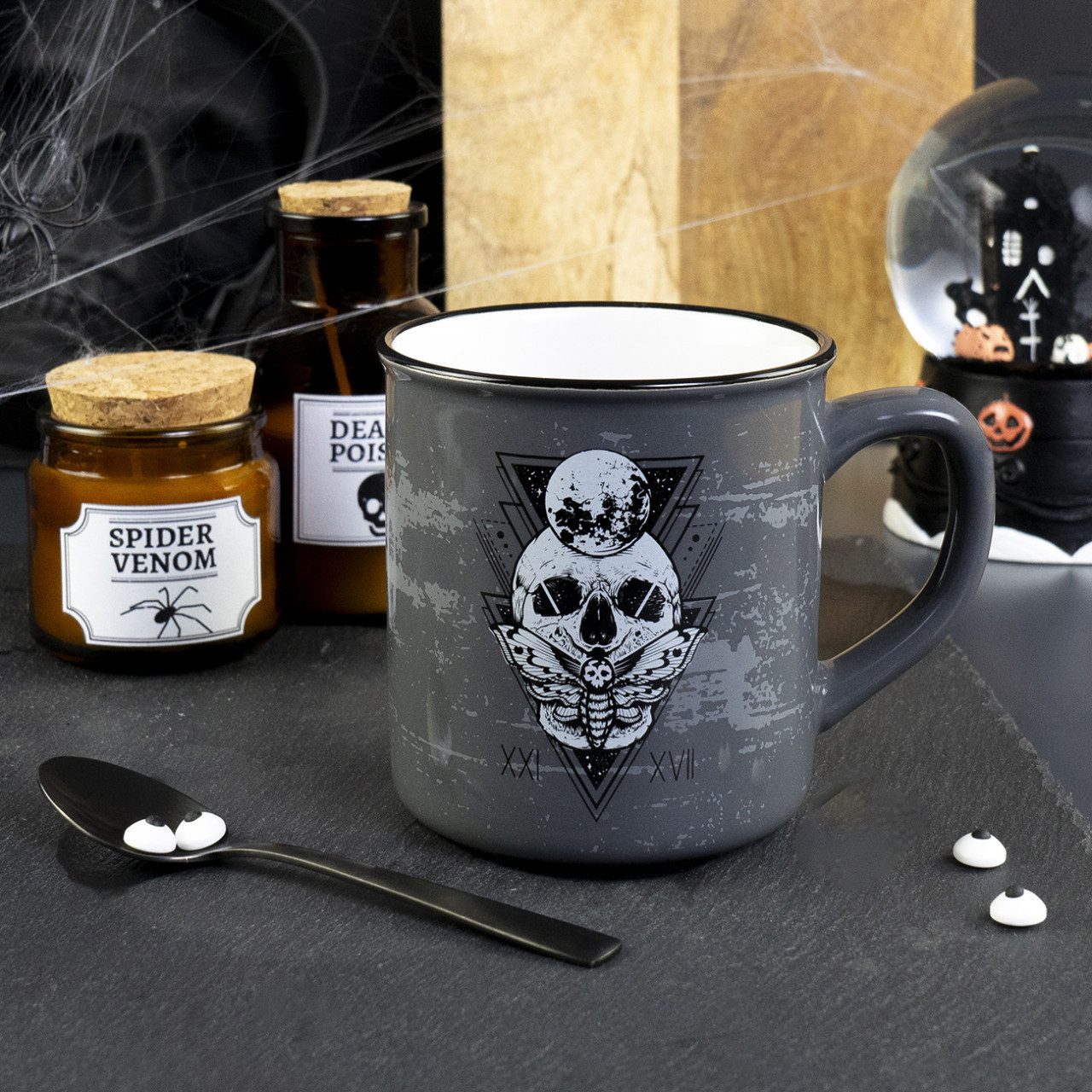 Geda Labels GmbH Tasse Skull mystic Emaille-Optik, 1-tlg., Keramik, Grau, 400ml, spülmaschinengeeignet