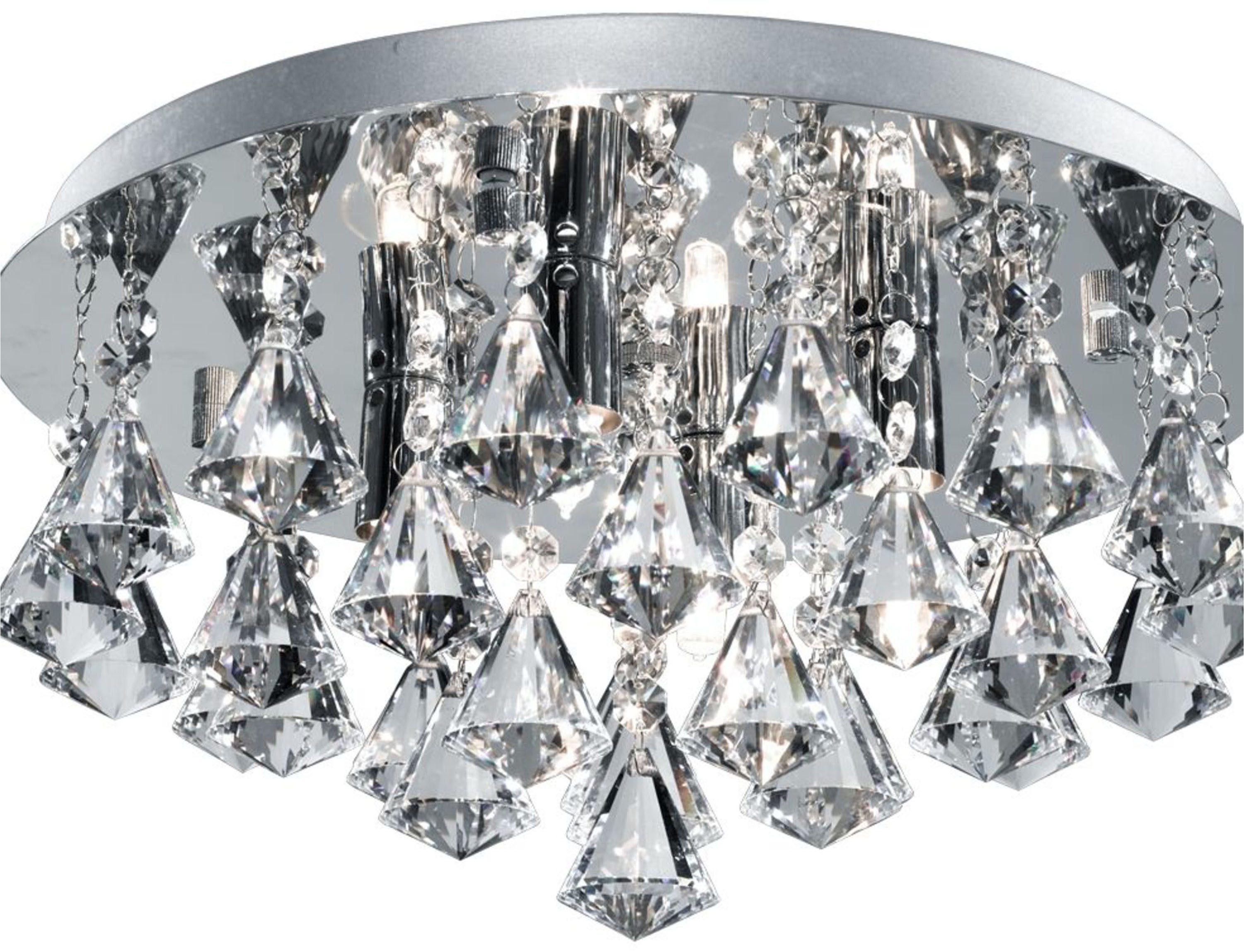Searchlight Deckenleuchte Hanna 4Lt Flush - Chrome Metal & Clear Crystal, Leuchtmittel wechselbar – Bild 4 von 5
