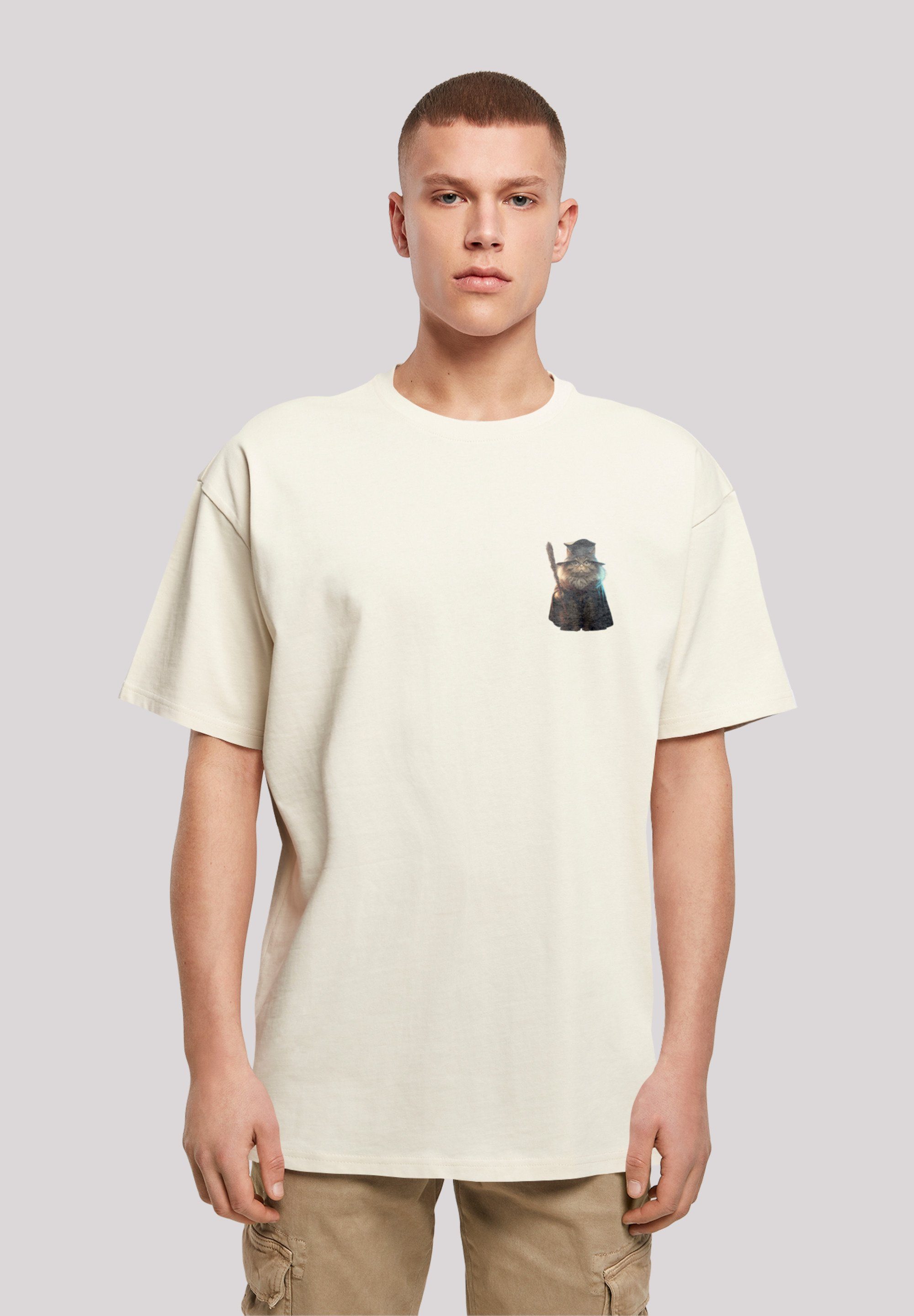 Cat sand T-Shirt F4NT4STIC Wizard OVERSIZE TEE Print