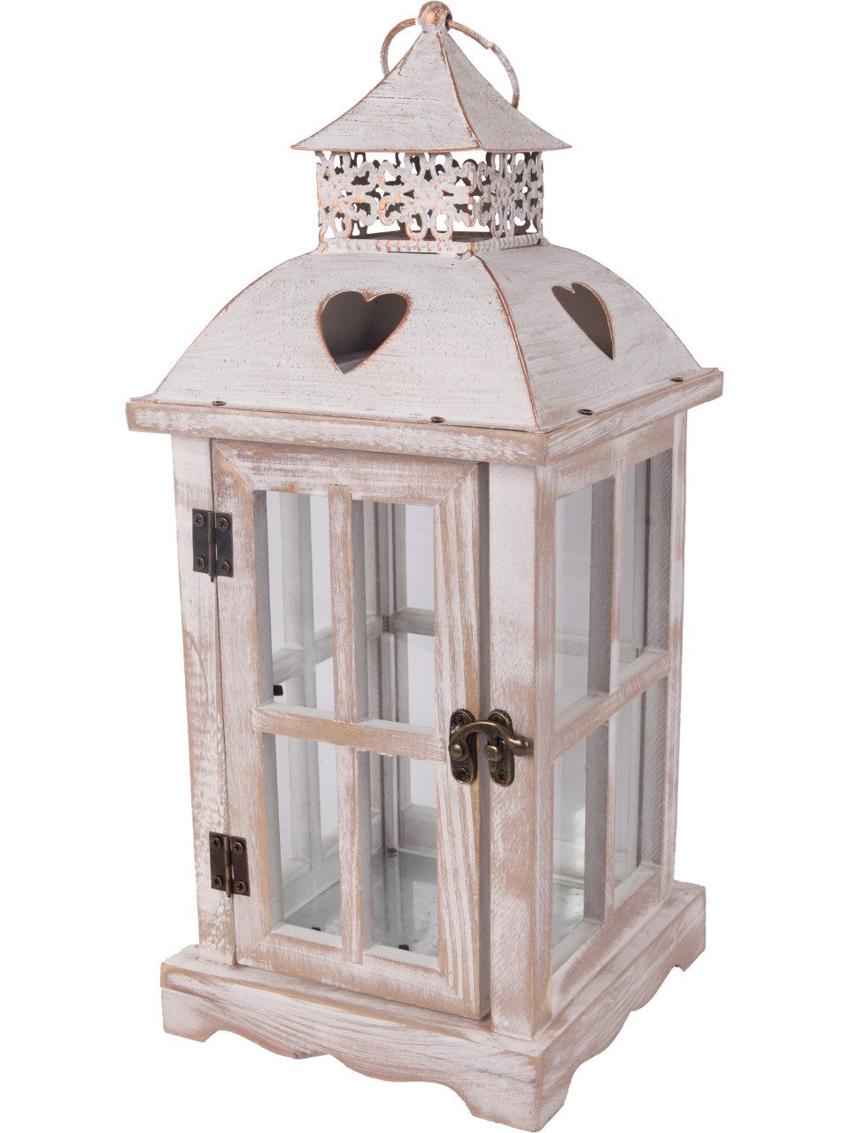 Laterne Deko Laterne Holz 38 x 17 cm weiß