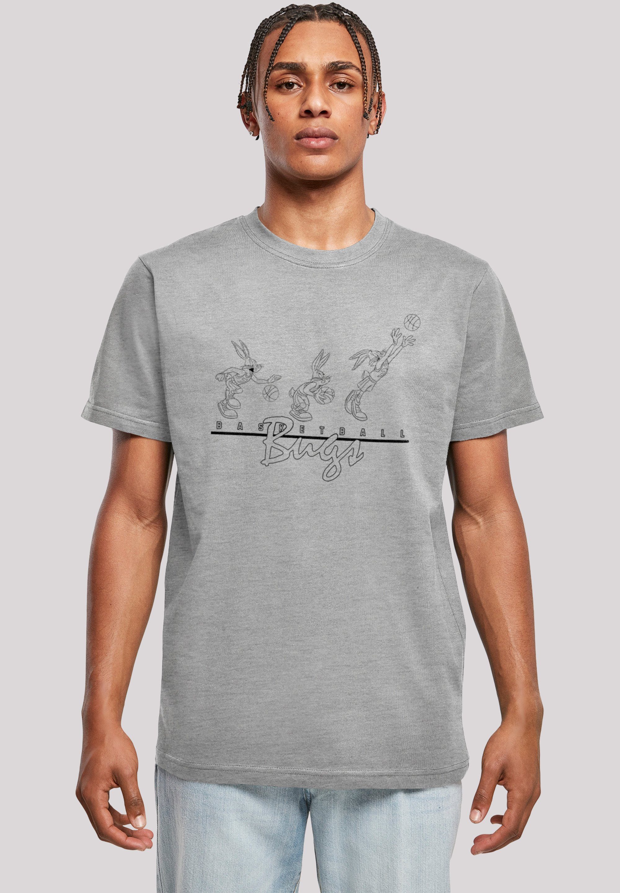 Basketball (1-tlg) F4NT4STIC Herren Looney T-Shirt Round Kurzarmshirt heathergrey with Bugs Neck Tunes