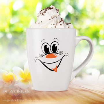 PLATINUX Tasse Kaffeetasse mit lustigem lachendem Motiv Orange, Keramik, 250ml (max. 300ml) Teetasse Kaffeebecher Teebecher Karneval