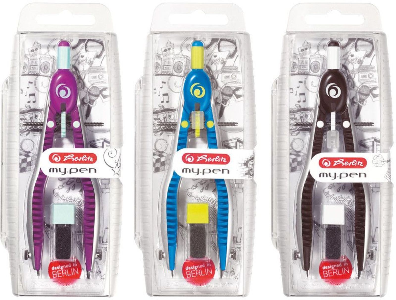 Herlitz Zirkel Schnellverstellzirkel my.pen farbig sortiert