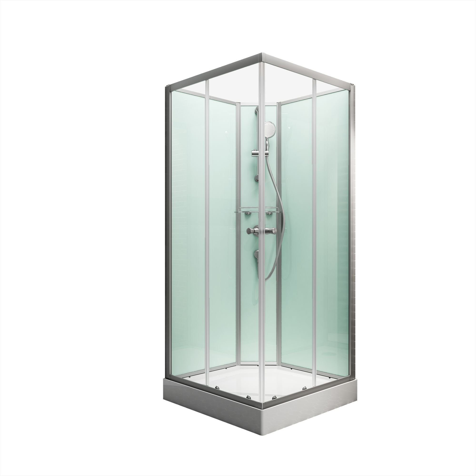 Schulte Komplettdusche Korfu II, BxT: 89x89 cm, 5 mm Sicherheitsglas, Komplett-Set, inkl. Duschwanne (13,5 cm hoch), Eckdusche, Schiebetür. € 899,00