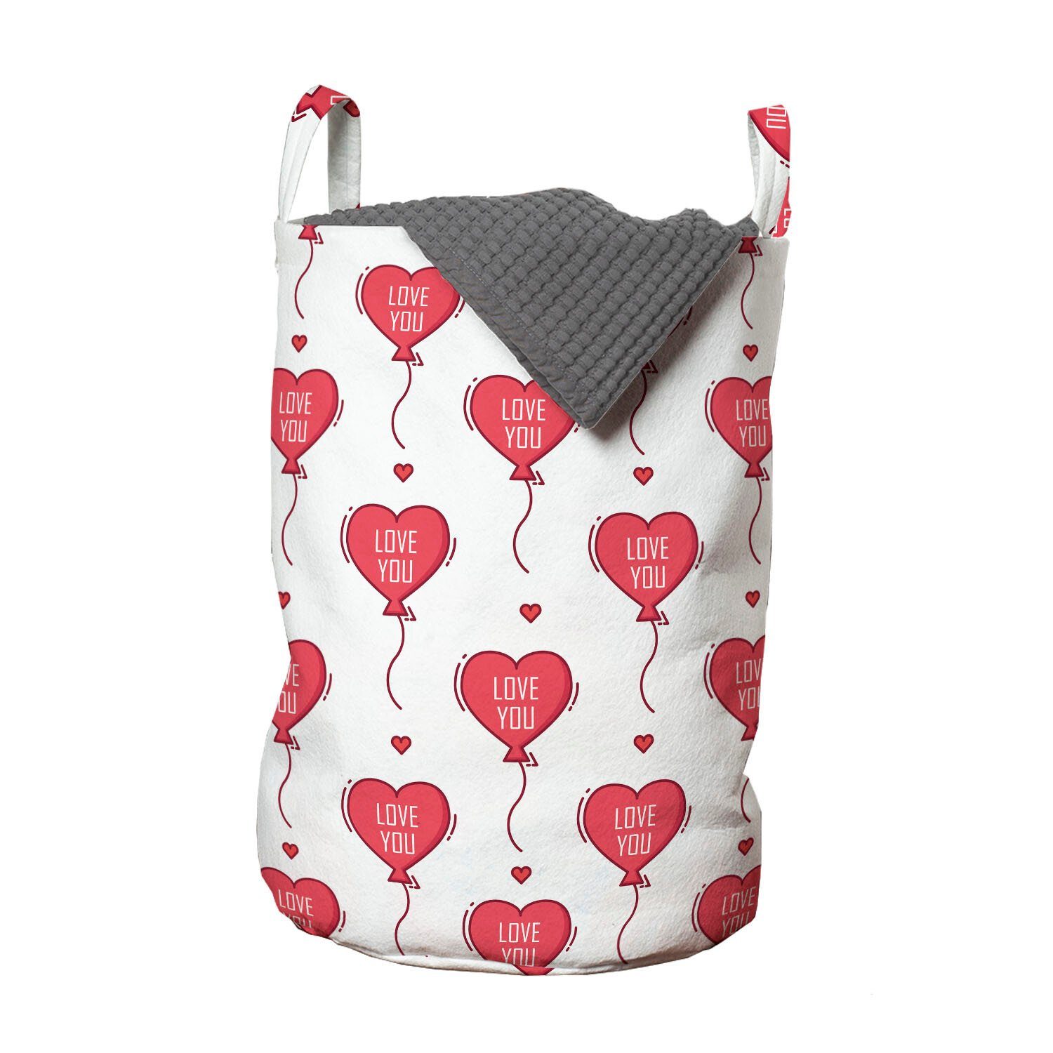 Wäschekorb Sie Wäschesäckchen Waschsalons, Liebe Griffen Herz-Ballone Romantisch für Kordelzugverschluss Abakuhaus mit
