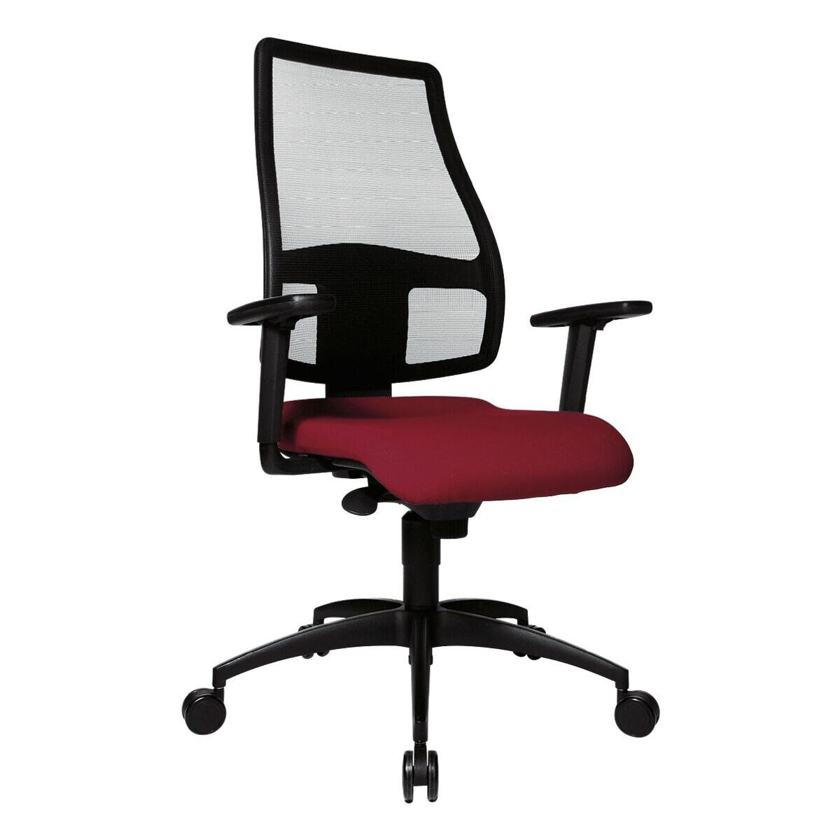TOPSTAR Schreibtischstuhl Syncro Net, mit Knierolle und ergonomischem Netzrücken, (ohne Armlehnen) bordeaux | schwarz | Drehstühle