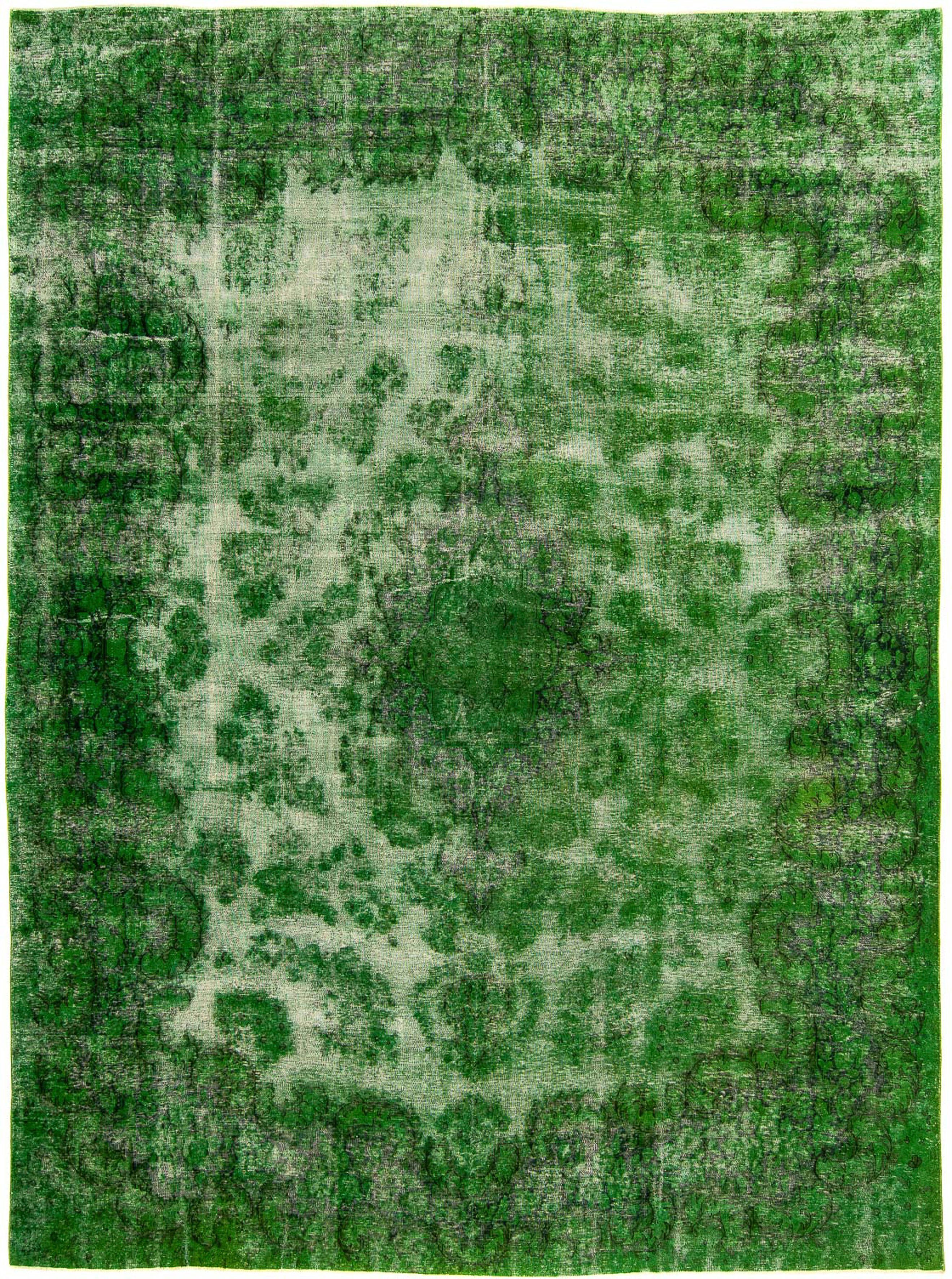 Teppich Vintage - 392 cm grün, mm, 8 Einzelstück Höhe: rechteckig, 294 mit Wohnzimmer, Handgeknüpft, x - Zertifikat morgenland