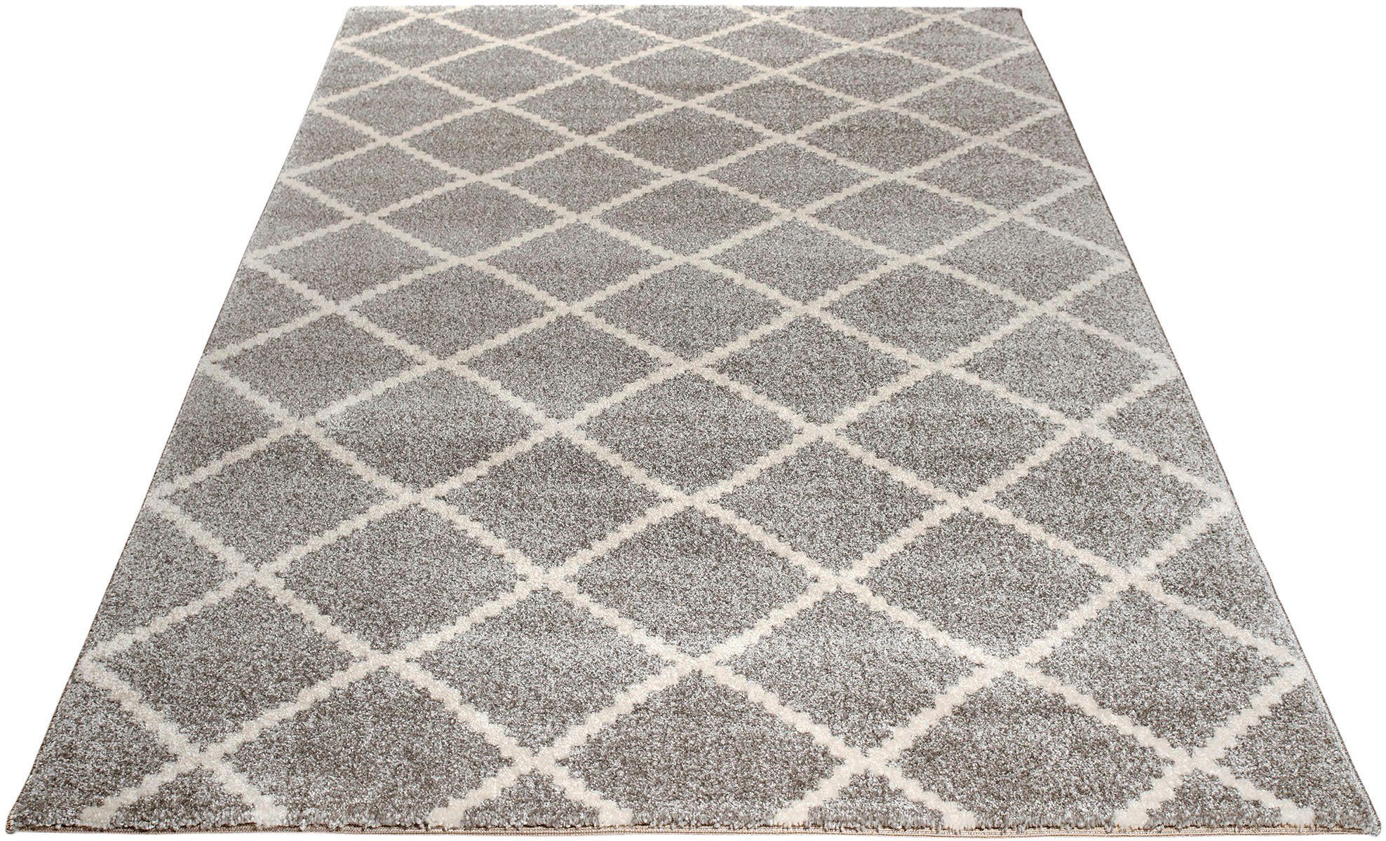 Teppich Arvid, andas, rechteckig, Höhe: 14 mm, modernes Design, flacher Teppich,Kurzflor, Weich, Pflegeleicht grau