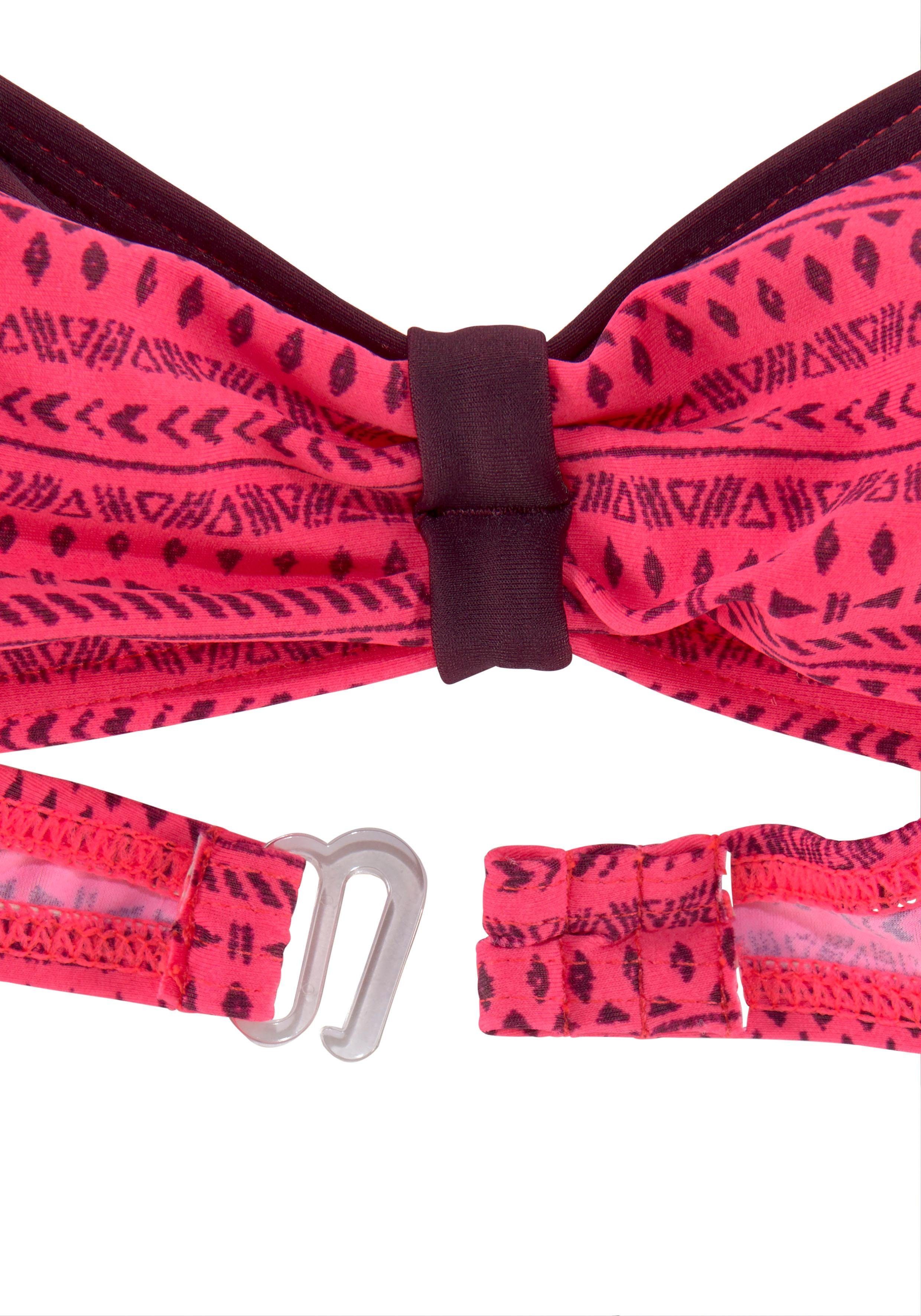 Buffalo Bandeau-Bikini mit Kontrasteinsätzen pink-bedruckt