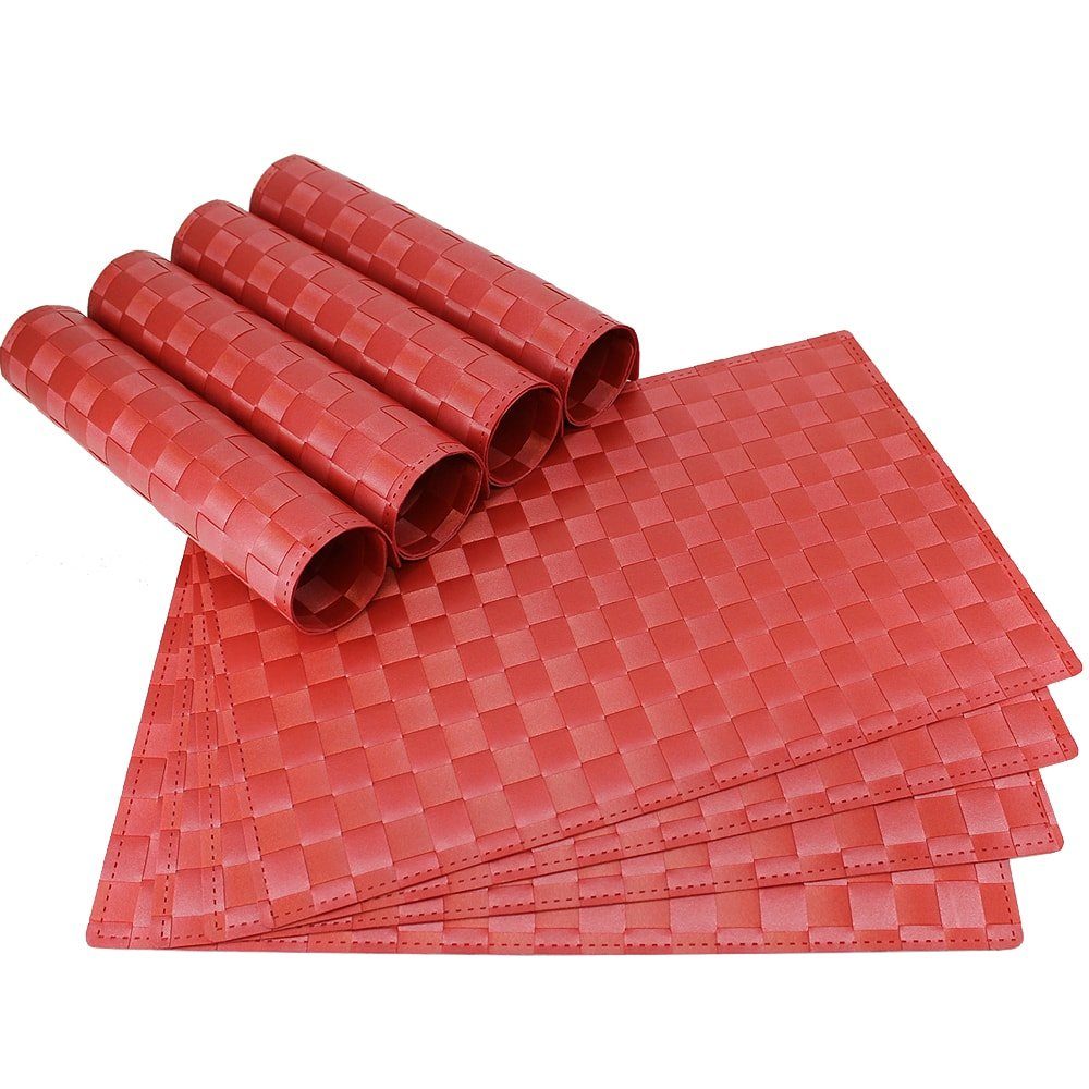 matches21 HOME & HOBBY Platzset Tischset MODERN bordeaux rot 8er Tischunterlage als Tischdeko, (8-St), modernes Esstisch Platzdeckchen als abwaschbarer Tischuntersetzer