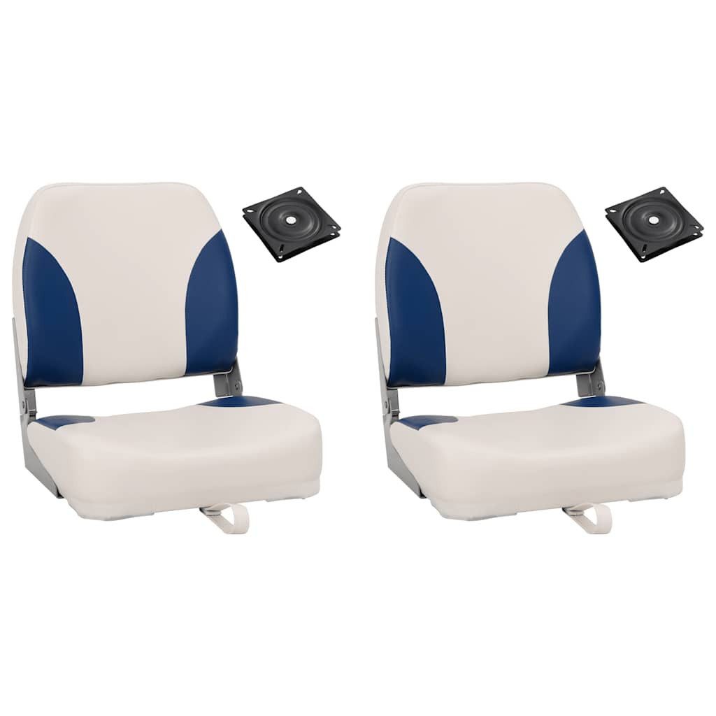vidaXL Segelboot Klappbarer Bootsitz 2er-Set mit Polster in Blau-Weiß, (2-St)