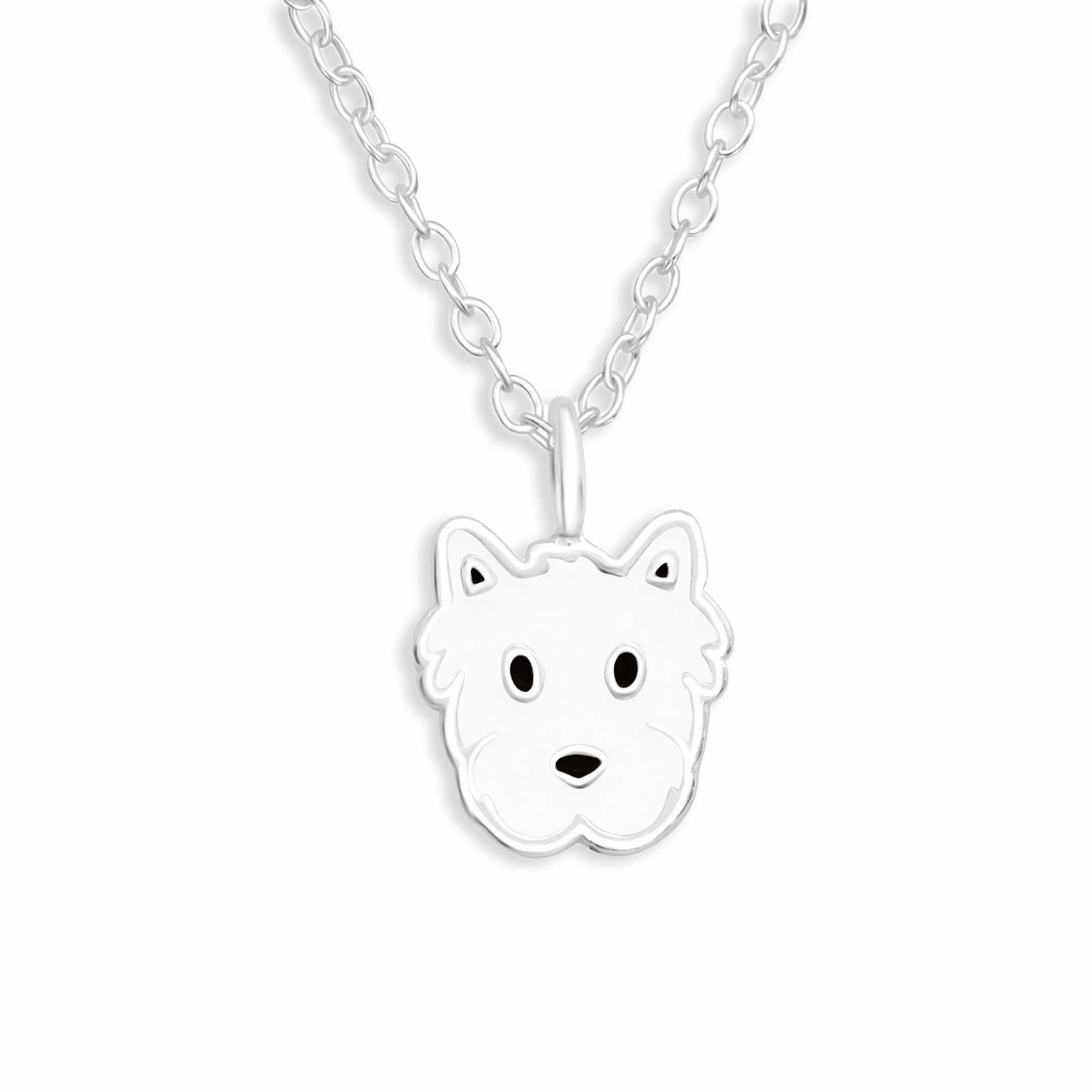 Monkimau Kette mit Anhänger Terrier Hunde Halskette Damen Silber Schmuck (Packung)