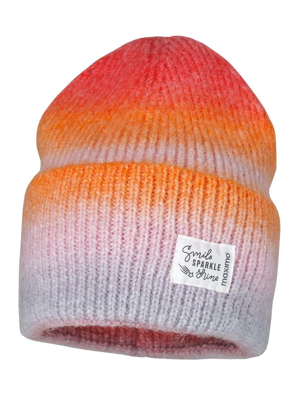 MAXIMO Strickmütze apricot/hellgrau MINI Unikat GIRL-Beanie, Umschlag