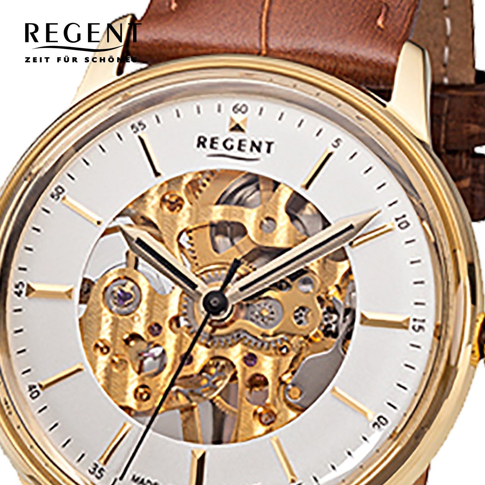 Armbanduhr Regent Leder, Regent rund, Uhr 38mm), GM-1456 Lederarmband Herren Quarzuhr mittel Herren (ca.